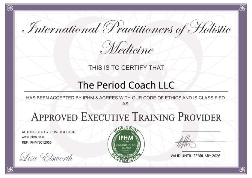 Certification showing this business is certified for the year 2025 through International Practitioners of Holistic Medicine